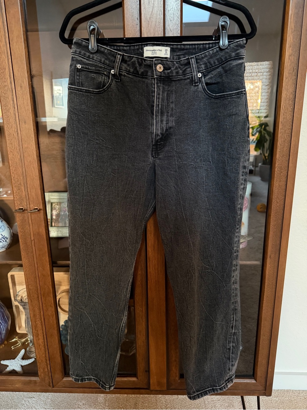 Abercrombie The Mom High Rise Black Washed Jeans Curve Love